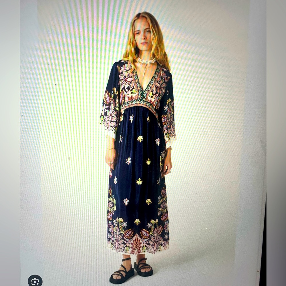 ba&sh Lufia Maxi dress - Navy and Pink Floral Maxi Dress